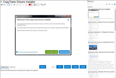 CopyTrans Drivers Installer - Flamory bookmarks and screenshots