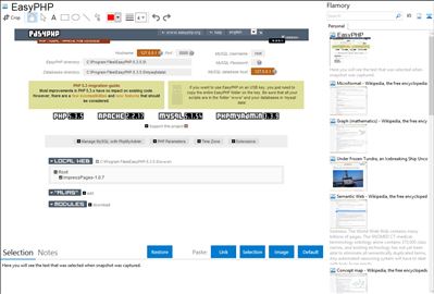 EasyPHP - Flamory bookmarks and screenshots