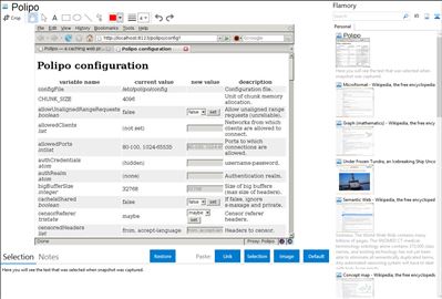 Polipo - Flamory bookmarks and screenshots