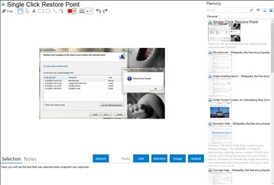 Single Click Restore Point - Flamory bookmarks and screenshots