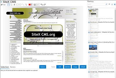 SiteX CMS - Flamory bookmarks and screenshots