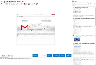 UpSafe Gmail Backup - Flamory bookmarks and screenshots