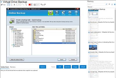 Virtual Drive Backup - Flamory bookmarks and screenshots