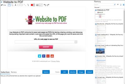 Website to PDF - Flamory bookmarks and screenshots