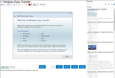 Windows Easy Transfer - Flamory bookmarks and screenshots