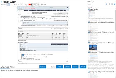 Heap CRM - Flamory bookmarks and screenshots