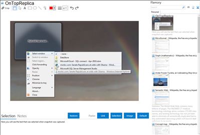 OnTopReplica - Flamory bookmarks and screenshots