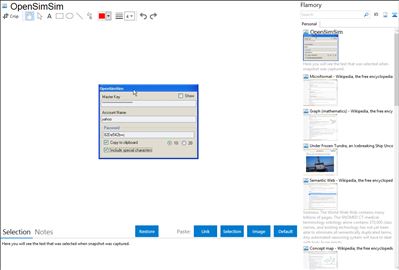 OpenSimSim - Flamory bookmarks and screenshots