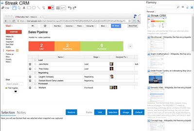 Streak CRM - Flamory bookmarks and screenshots