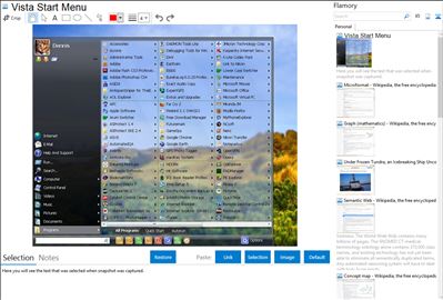 Vista Start Menu - Flamory bookmarks and screenshots